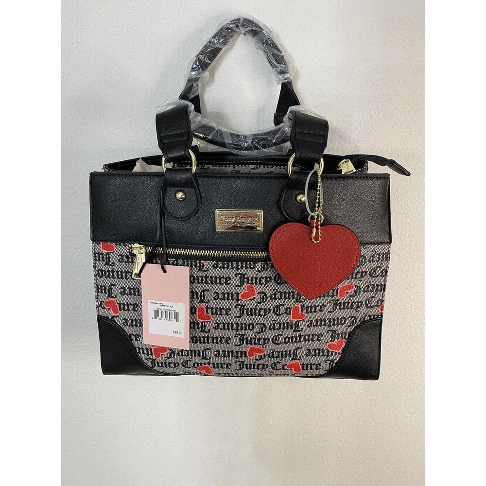 Juicy Couture heart Stat Black Gothic Status Satchel Handbag Purse NWT